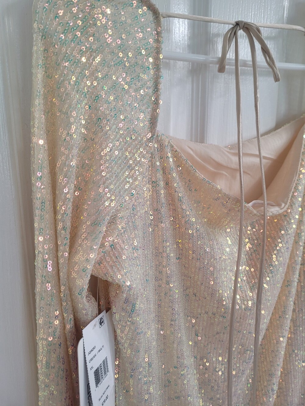 Emerald Sundae Slim Neutral Sequin Bodycon Cocktail Dress XXL Fits 12-14 - Picture 8 of 13